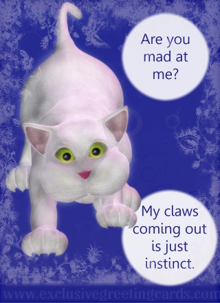 Cat Greeting Card - mad at me