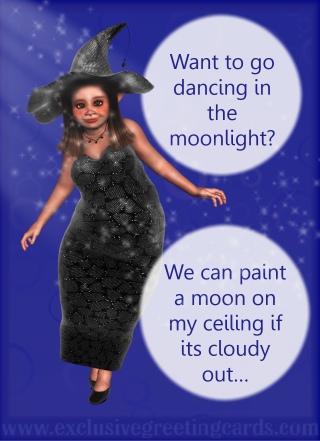 Bewitching Greeting Card - dancing in moonlight