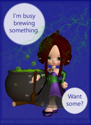 Bewitching Greeting Card - brewing something