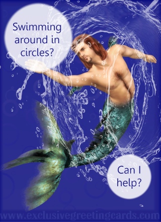 merman greeting card - going in circles