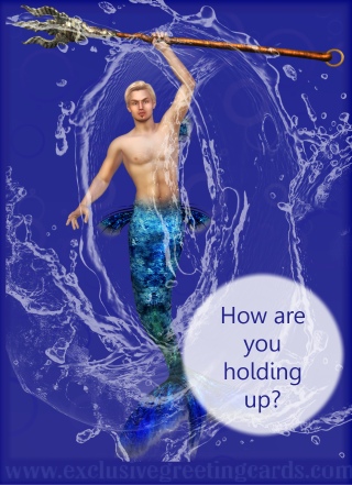 Merman Greeting Card - holding up